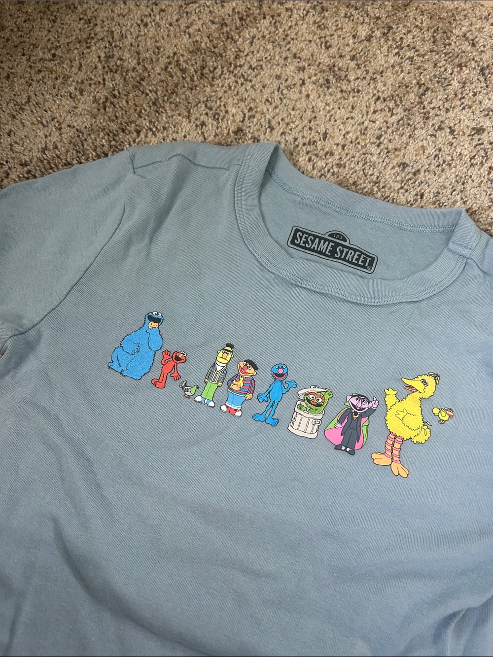 Sesame Street Light Blue Kids Graphic Tee with Characters